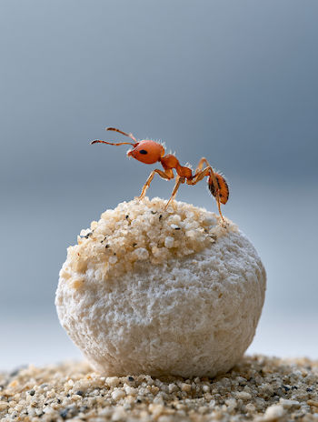 Microscopic Ant on Sand Pebble