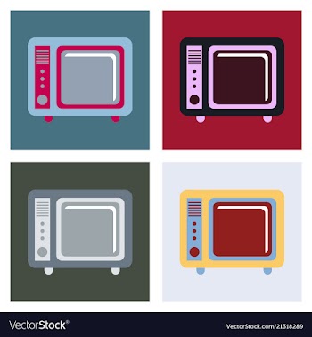 Microwave oven white microwave isolated on blue vector image