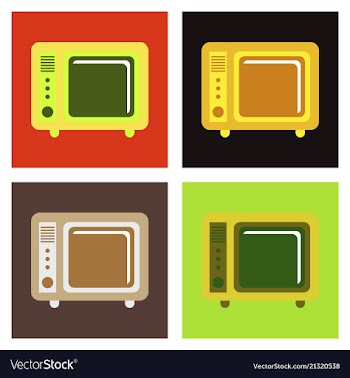Microwave oven white microwave isolated on blue vector image