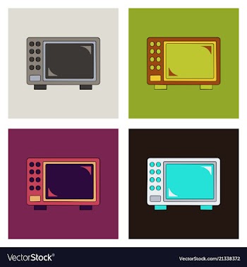 Microwave oven white microwave isolated on blue vector image