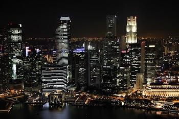 Mid and High Rise Buildings With Lights Turned on during Night
