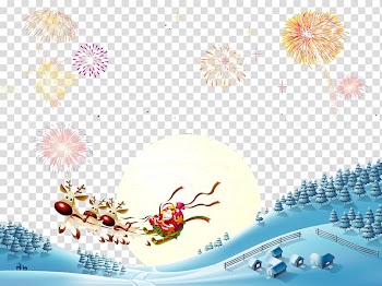 Mid-Autumn Festival Cartoon, Creative Santa Claus Christmas fireworks transparent background PNG clipart