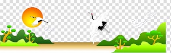 Mid-Autumn Festival Chinoiserie, Crane transparent background PNG clipart