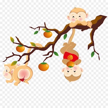 Mid-Autumn Festival Full moon Circle Clip art - A monkey lying on a branch 