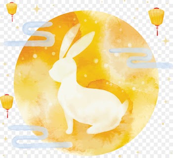 Mid-Autumn Festival Moon rabbit Poster Illustration - Watercolor hand-painted rabbit and moon 