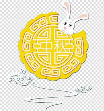 Mid-autumn festival to eat moon cake rabbit transparent background PNG clipart