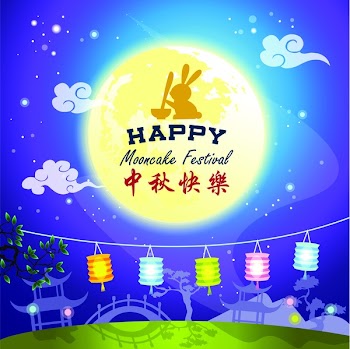 Mid Autumn Festival vector background with full moon