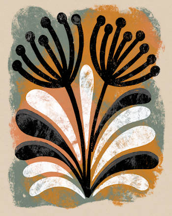 Mid-Century Style Abstract Floral Art