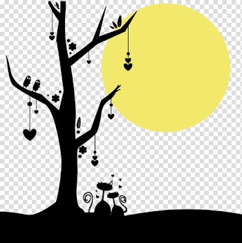 Mid moonlight tree silhouette transparent background PNG clipart