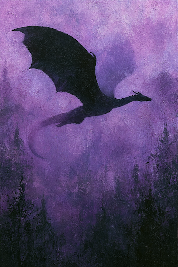 Midnight Dragon in a Misty Forest