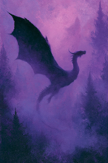 Midnight Dragon in Misty Forest