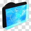 MidnightAqua D Folder IconSet, cf_JWrdmBLK_x, rectangular blue and black glass frame transparent background PNG clipart
