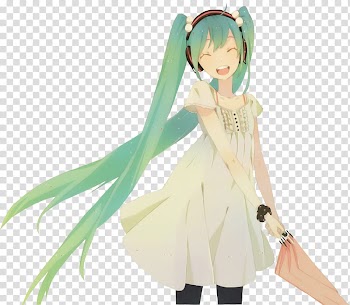 Miku Hatsune , white and green floral wreath transparent background PNG clipart