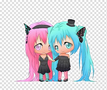 Miku x Luka Chibi, anime characters illustration transparent background PNG clipart