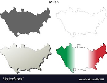 Milan blank detailed outline map set vector image