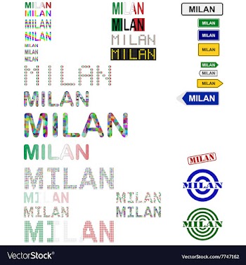 Milan text design set vector image