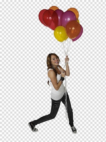 Miley Cyrus, smiling woman holding balloons transparent background PNG clipart