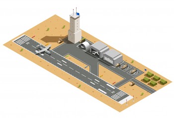 Military air base isometric composition Free Vector