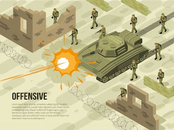 Military battle isometric illustration Free Vector