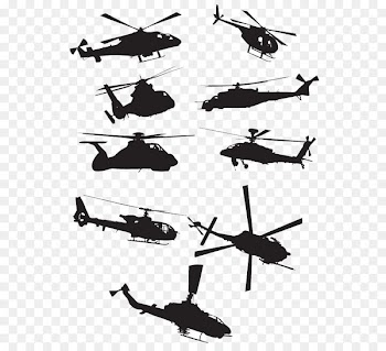 Military helicopter Sikorsky UH-60 Black Hawk Boeing AH-64 Apache Bell UH-1 Iroquois - Silhouette of aircraft 