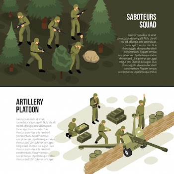 Military horizontal banners collection Free Vector