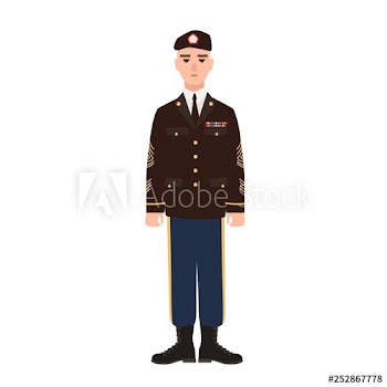 Military man of USA armed force wearing full dress uniform and beret