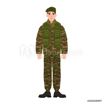 Military man or serviceman dressed in army camouflage uniform