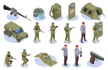 Military special forces element and character set Free Vector