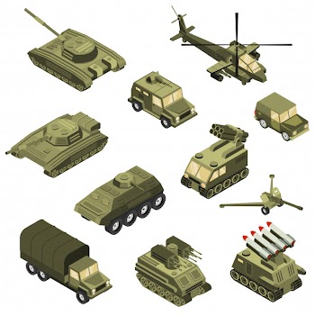 Military vehicles isometric set Free Vector