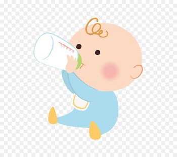 Milk Infant Child Illustration - Cute cartoon baby eating bottle 