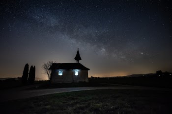 milky way over little chapel