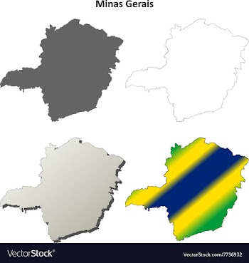 Minas Gerais blank outline map set vector image