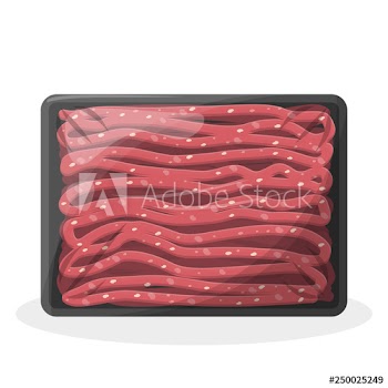 Minced meat in container