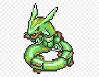 Minecraft, Rayquaza, Pixel Art, Green, Fictional Character PNG