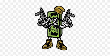 Miney Clip Gangster Clip Art Free Stock - Money And Guns Cartoon
