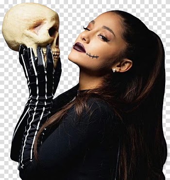 MINI DE HALLOWEEN, Ariana Grande holding skull transparent background PNG clipart