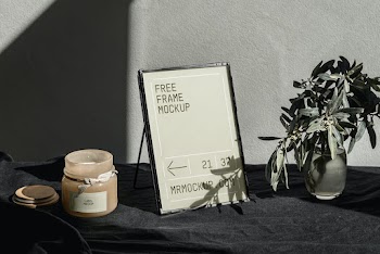 Mini Gold Frame with Flower Mockup