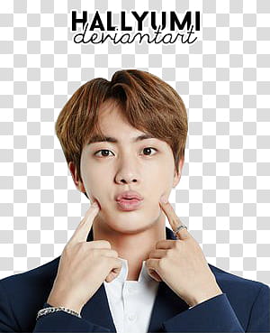 MINI Jin Birthday, man holding his cheek transparent background PNG clipart