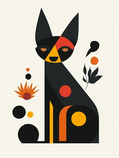 Minimal Abstract Bohemian Dog Illustration