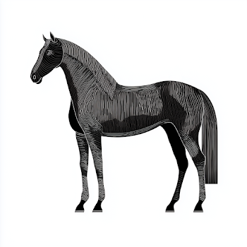 Minimal Black and White Horse Illustration