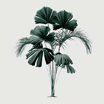 Minimal Botanical Study of Tropical Fan Palm