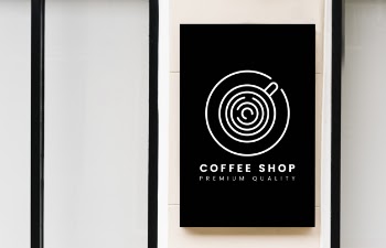 Minimal coffee shop sign mockup Free Psd