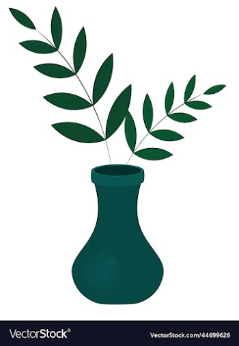 minimal decor dark turquoise vase with two palm