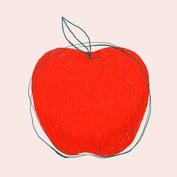 Minimal doodle art apple psd drawing