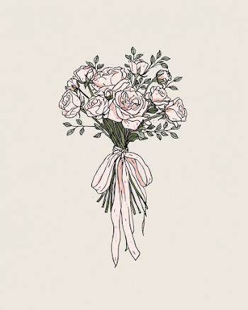 Minimal Hand Sketch Wedding Bouquet