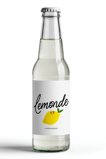 Minimal Lemonade Label Design on Glass Bottle