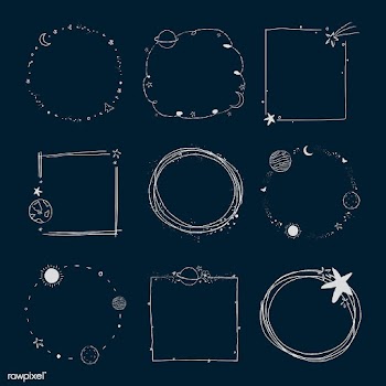 Minimal line art galaxy frame set vector | Free  vector - 2265126