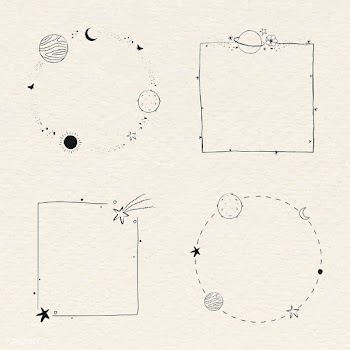 Minimal line art galaxy frame set vector | Free  vector - 2265130