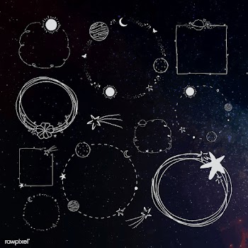 Minimal line art galaxy frame set vector | Free  vector - 2265138