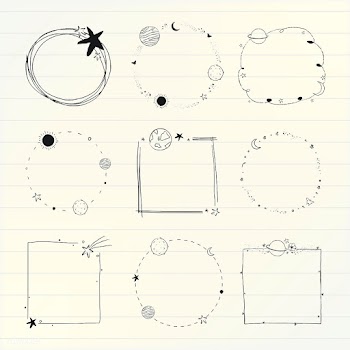 Minimal line art galaxy frame set vector | Free  vector - 2265140